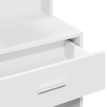 Stylish White Dressing Table with Cabinet - 80x35x132 cm