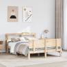 Double Solid Wood Pine Bed Frame with Headboard - 135x190 cm