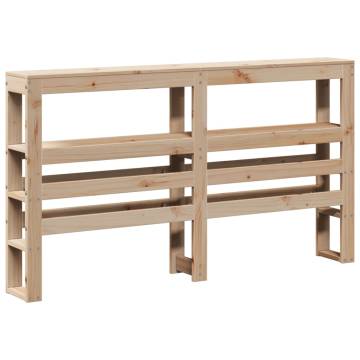 Double Solid Wood Pine Bed Frame with Headboard - 135x190 cm