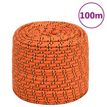 Boat Rope Orange 8mm 100m Polypropylene - Durable & Versatile