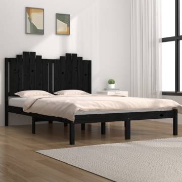 Black Solid Wood Pine Bed Frame 120x190 cm - Hipomarket