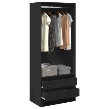 Wardrobe Black 80x50x200 cm | Stylish Engineered Wood Storage