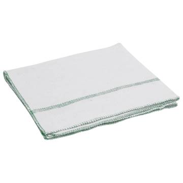 Floor Cloths 50 pcs White with Green Stripes - Durable & Absorbent