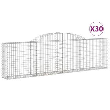 Arched Gabion Baskets - 30 pcs Galvanised Iron 300x30x80/100 cm