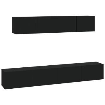 4 Piece Black TV Cabinet Set - Stylish & Practical Design