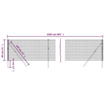 Wire Mesh Fence Green 0.8x25m Galvanised Steel | Hipo Market