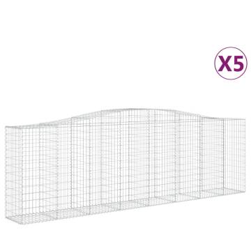 Arched Gabion Baskets - 5 pcs Galvanised Iron | HipoMarket