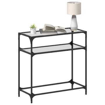 Stylish Console Table with Glass Top - 80x35x81 cm Steel