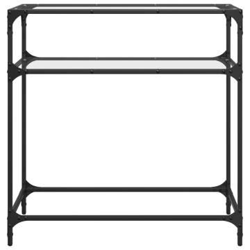 Stylish Console Table with Glass Top - 80x35x81 cm Steel