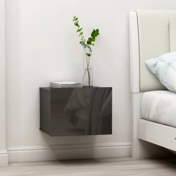 High Gloss Grey Bedside Cabinet - Stylish Storage Solution