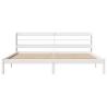 Elegant White Bed Frame with Headboard - 200x200 cm Solid Pine