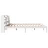 Elegant White Bed Frame with Headboard - 200x200 cm Solid Pine