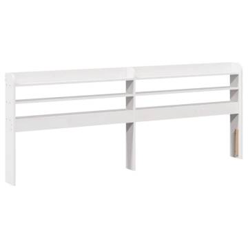 Elegant White Bed Frame with Headboard - 200x200 cm Solid Pine