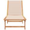 Comfortable Sun Lounger - Cream Solid Wood Acacia & Textilene