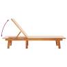 Comfortable Sun Lounger - Cream Solid Wood Acacia & Textilene