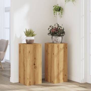 Artisian Oak Plant Stands - 2 pcs, 30x30x70 cm | HipoMarket