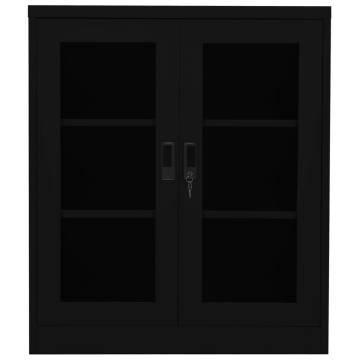 Office Cabinet Black - 90x40x105 cm Steel Storage Solution