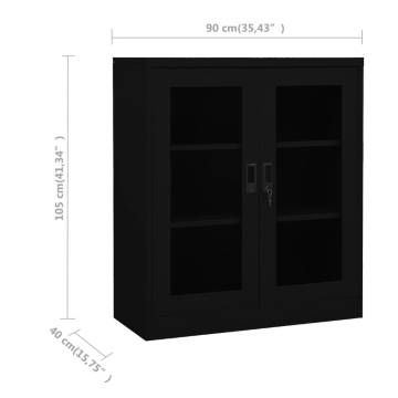 Office Cabinet Black - 90x40x105 cm Steel Storage Solution