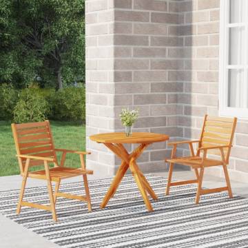 3 Piece Solid Wood Acacia Garden Dining Set - Hipomarket