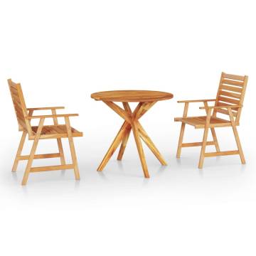 3 Piece Solid Wood Acacia Garden Dining Set - Hipomarket