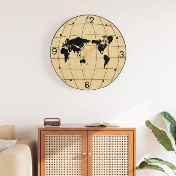 Elegant Yellow & Black Wall Clock - Ø50 cm Engineered Wood