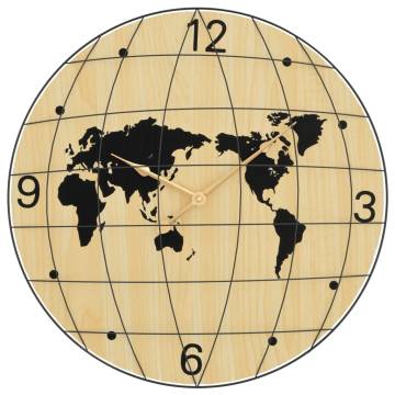 Elegant Yellow & Black Wall Clock - Ø50 cm Engineered Wood