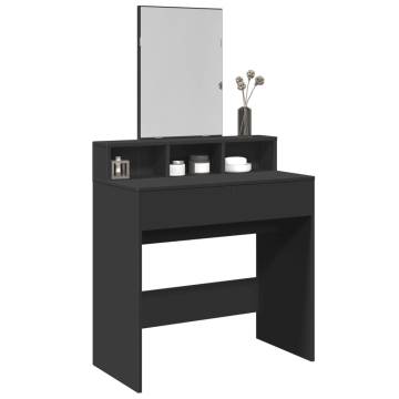 Stylish Black Dressing Table with Mirror - 80x41x144.5 cm