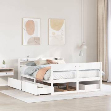 White Bed Frame 140x190 cm - Solid Pine Wood | HipoMarket UK