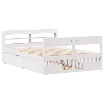 White Bed Frame 140x190 cm - Solid Pine Wood | HipoMarket UK