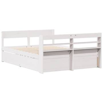 White Bed Frame 140x190 cm - Solid Pine Wood | HipoMarket UK