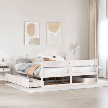 Super King White Bed Frame 180x200 cm - Solid Pine Wood