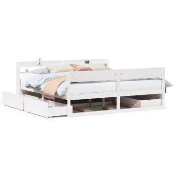 Super King White Bed Frame 180x200 cm - Solid Pine Wood