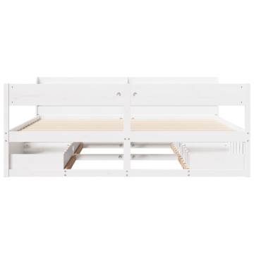 Super King White Bed Frame 180x200 cm - Solid Pine Wood