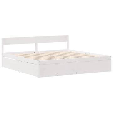 Super King White Bed Frame 180x200 cm - Solid Pine Wood