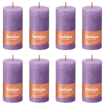 Bolsius Rustic Pillar Candles - Vibrant Violet (8 pcs)