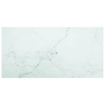 Table Top White 100x50 cm - Tempered Glass with Marble Design