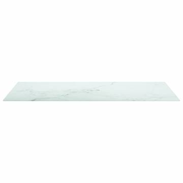 Table Top White 100x50 cm - Tempered Glass with Marble Design