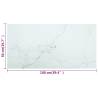 Table Top White 100x50 cm - Tempered Glass with Marble Design