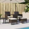 Garden Sofa 2-Seater with Table & Stools - Brown Poly Rattan