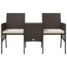 Garden Sofa 2-Seater with Table & Stools - Brown Poly Rattan