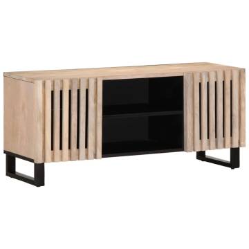 TV Cabinet White 105x34x46 cm - Solid Mango Wood | HipoMarket