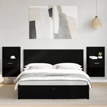 Bed Headboard with Cabinets - Black 160 cm Engineered Wood