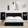  Bed Headboard with Cabinets Black 160 cm Engineered Wood Colour black Quantity in Package 1 Model one drawer with led 