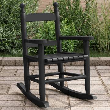 Comfortable Black Solid Wood Rocking Chair for Children