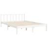 White Double Bed Frame with Headboard - Solid Pine Wood