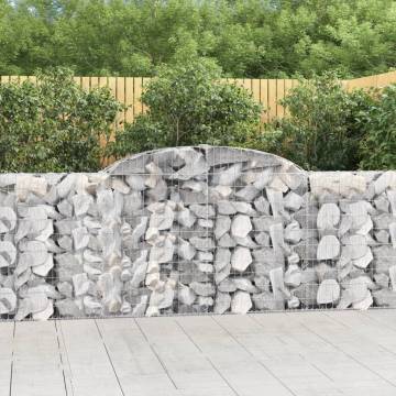 Arched Gabion Baskets - 15 pcs Galvanised Iron | Hipomarket UK