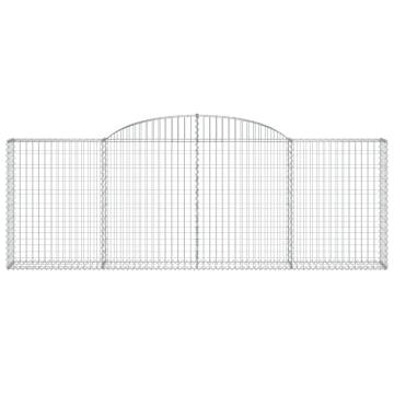 Arched Gabion Baskets - 15 pcs Galvanised Iron | Hipomarket UK