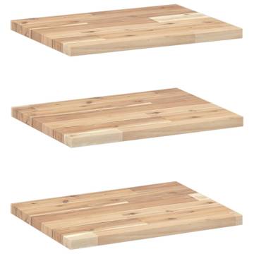 Floating Shelves 3 pcs - Untreated Solid Wood Acacia