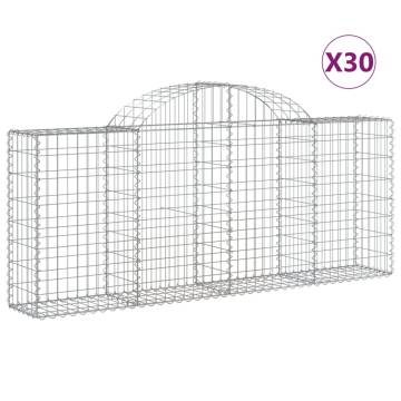 Arched Gabion Baskets - 30 pcs Galvanised Iron Garden Barrier