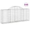 Arched Gabion Baskets - 30 pcs Galvanised Iron Garden Barrier